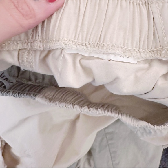 Zara Colorblocked Parachute Pants Tan Army Green Tie Waist - Picture 5 of 5